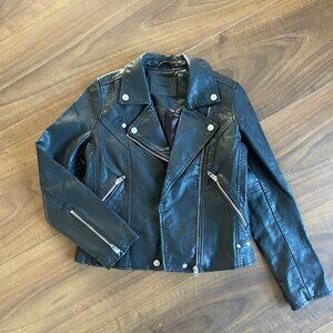 Blank NYC Girls' Faux Black Leather Moto Jacket - Size L